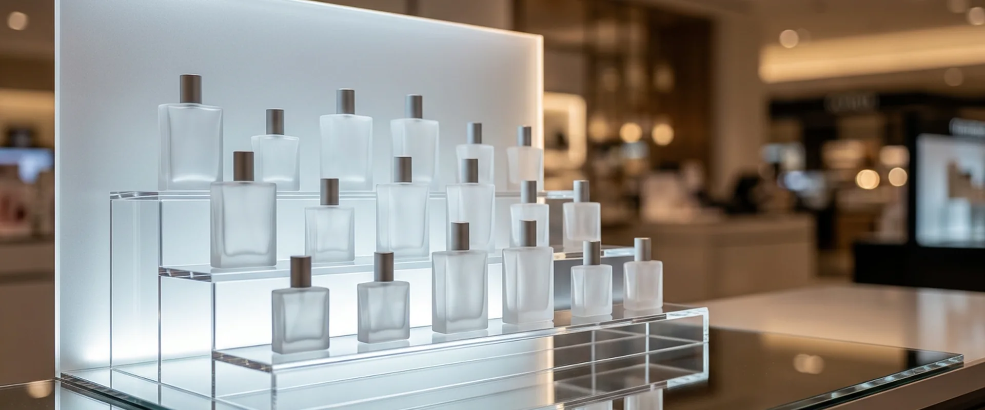 Custom acrylic cosmetics and perfume display stands