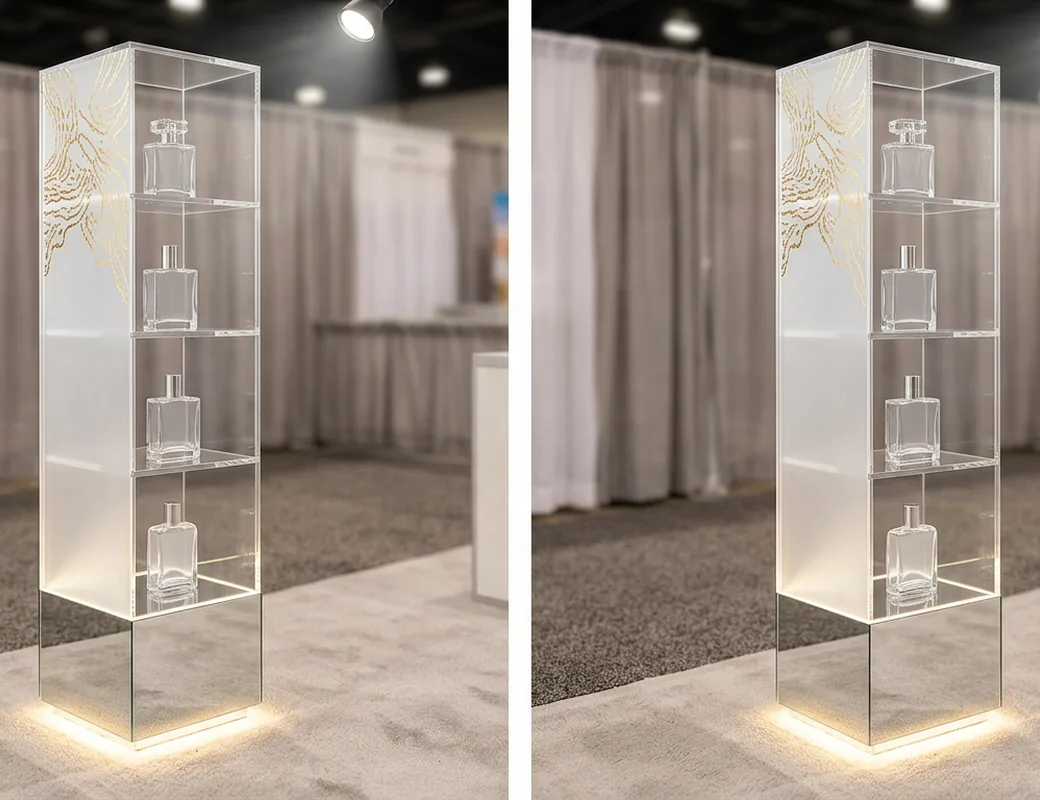 Trade show cosmetics display booth