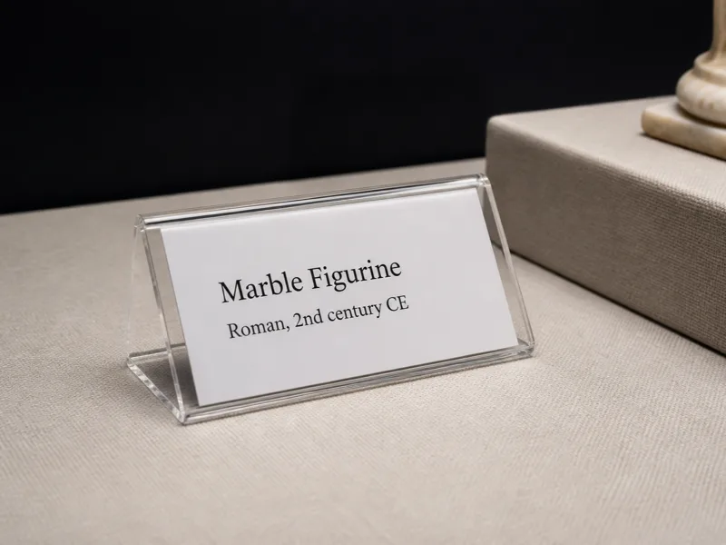 Acrylic Label & Sign Holders for museum and gallery display
