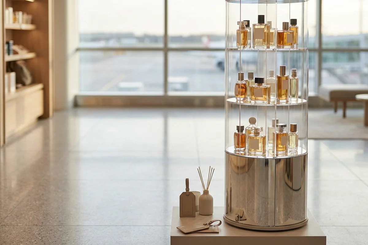 Duty-Free & Travel Retail Buyers — typical acrylic display use case