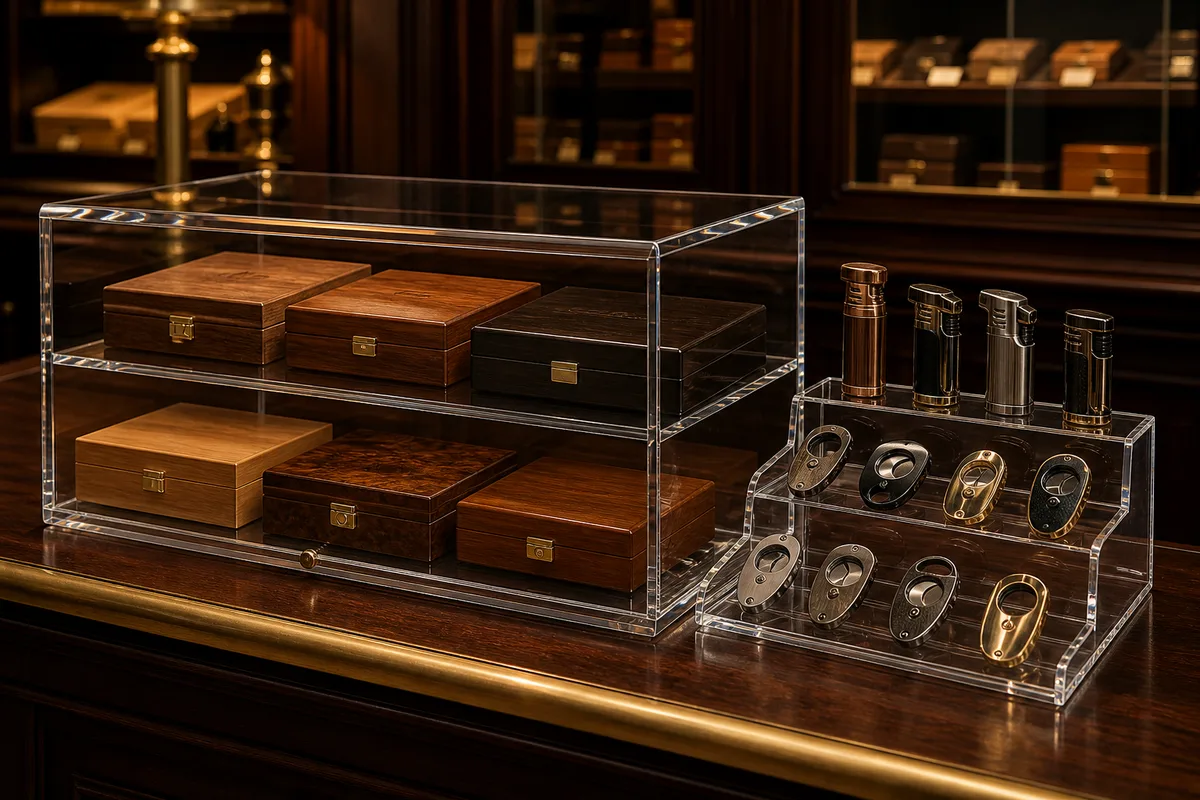 Tobacconists & Cigar Retailers — typical smoke shop acrylic display use case