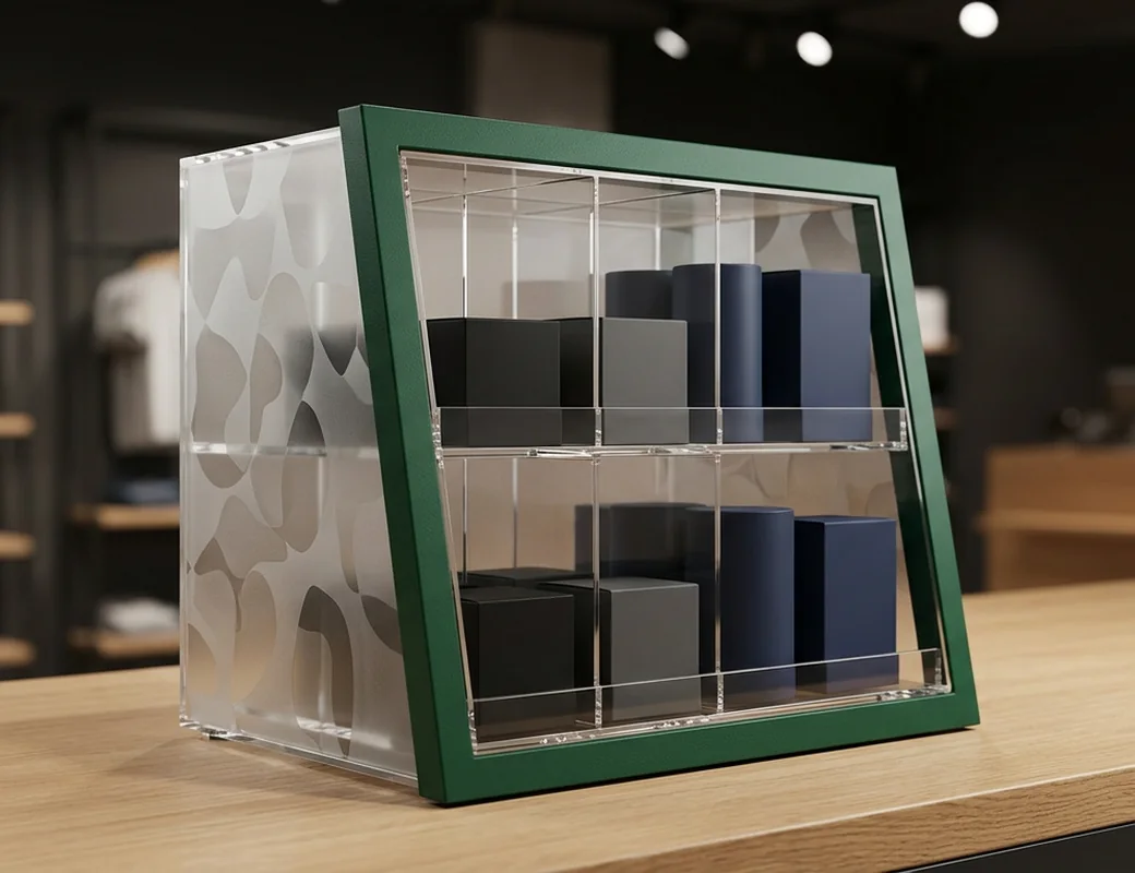 Branded countertop acrylic display system with logo