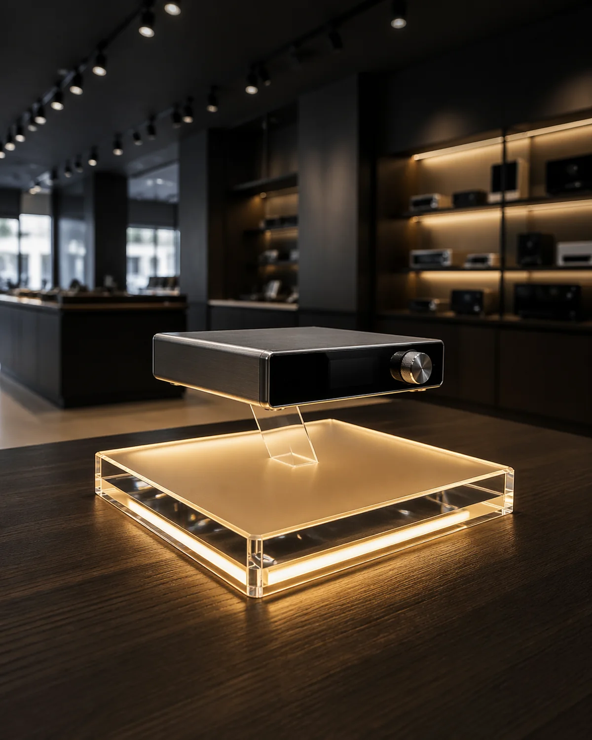 LED Acrylic Display Stand: Floating Effect for Tech Retail