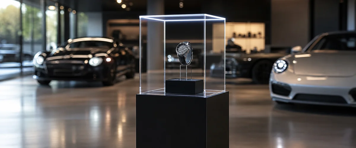 Luxury Watch Pedestal in Auto Showrooms: 12-Unit Co-Brand Rollout
