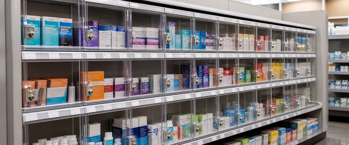 Pharmacy OTC Locking Acrylic Display: 18-Store Chain Cuts Theft 64%
