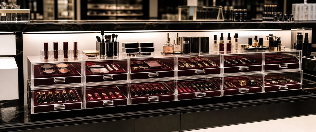 Premium Cosmetics Drawer Organizer: 108-Unit 18-Store Counter Refit