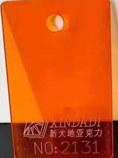 Photographed Xindadi cast acrylic chip, code 2131, translucent fluorescent orange red