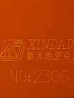 Photographed Xindadi cast acrylic chip, code 2306, opaque vermilion orange