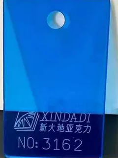 Photographed Xindadi cast acrylic chip, code 3162, translucent azure tint