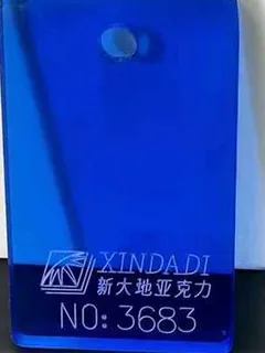 Photographed Xindadi cast acrylic chip, code 3683, translucent blue tint