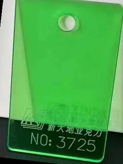 Photographed Xindadi cast acrylic chip, code 3725, translucent green tint