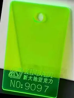 Photographed Xindadi cast acrylic chip, code 9097, translucent fluorescent spring green