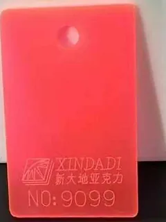 Photographed Xindadi cast acrylic chip, code 9099, translucent fluorescent coral pink