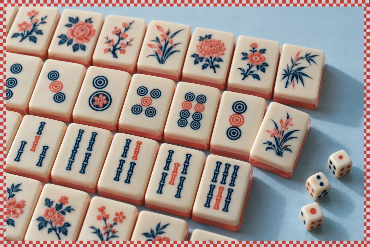 Illustration of patterned acrylic tiles and stock dice