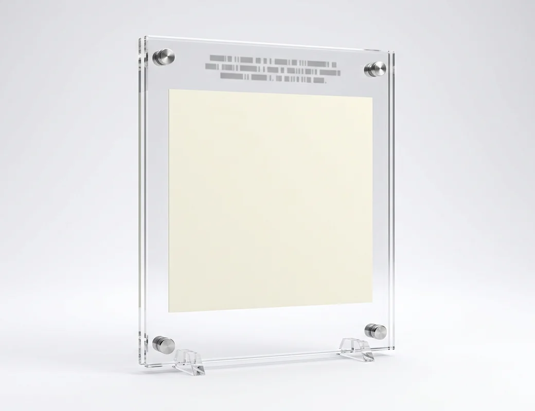 Acrylic award frames with standoff mounting