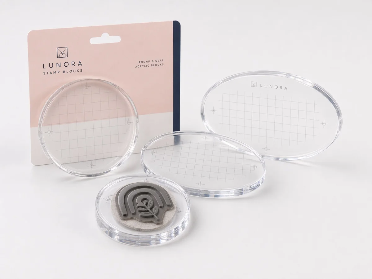 Round and oval acrylic stamp blocks with cling foam