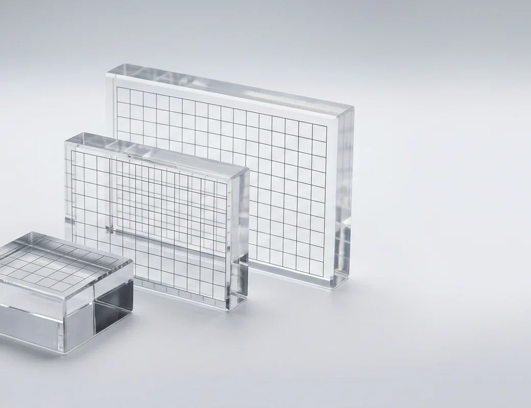 Clear acrylic stamp blocks with grid lines
