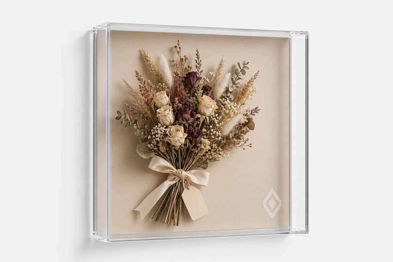 Acrylic shadow boxes for wall-mounted display