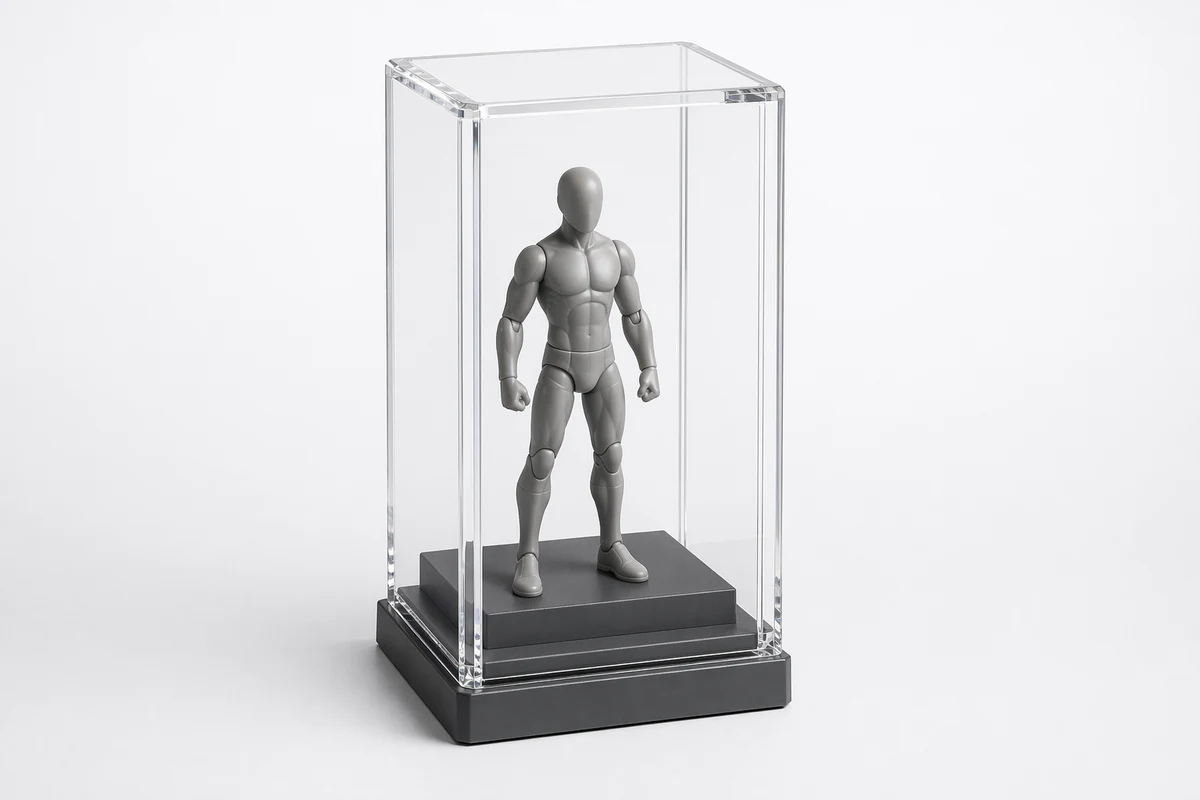 Custom acrylic figurine display cases for action figures and scale models