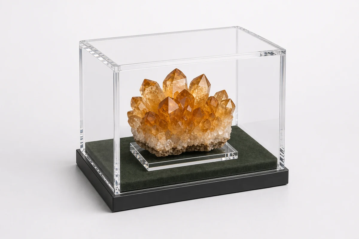 Dust-tight acrylic mineral and specimen display cases