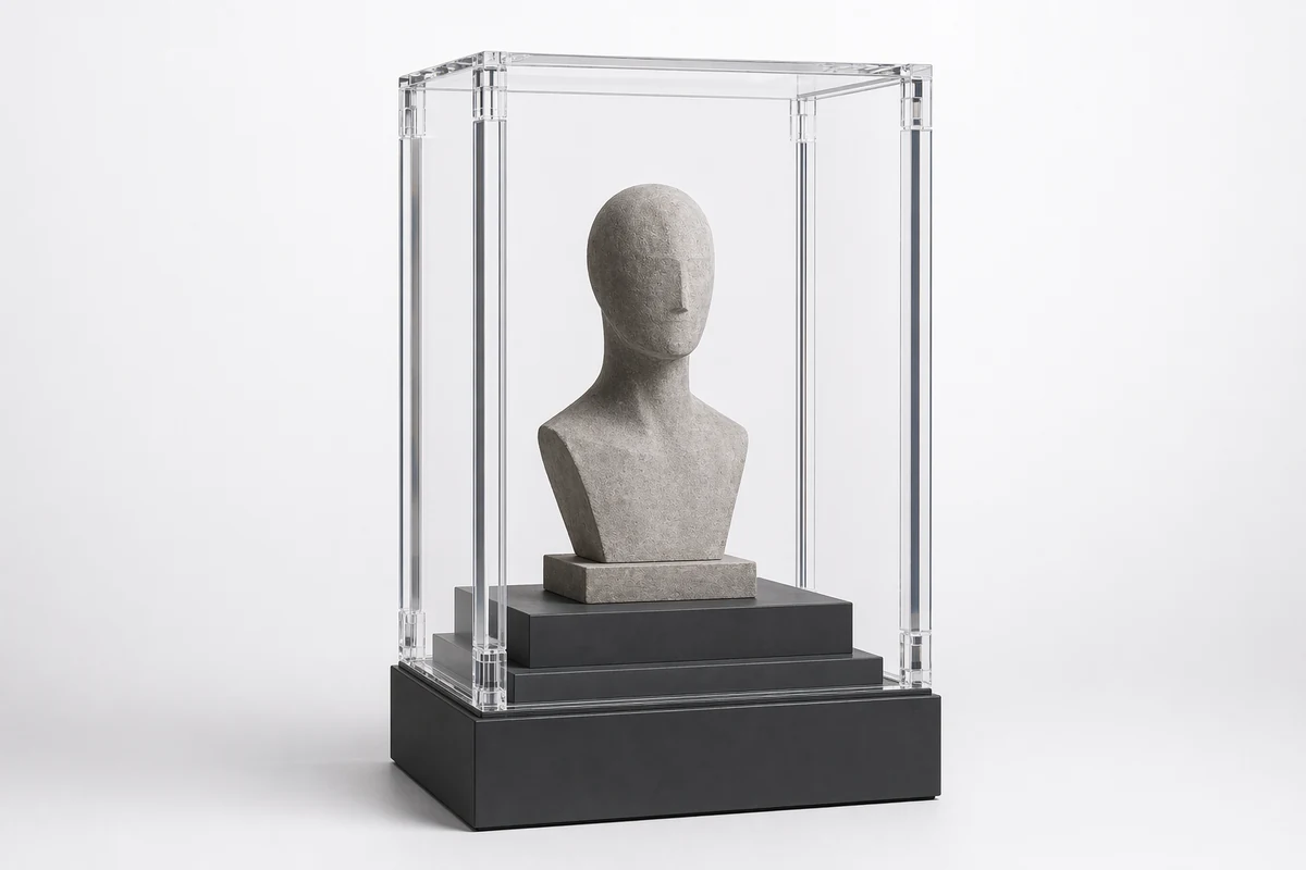 Large format acrylic display cases for statues and busts