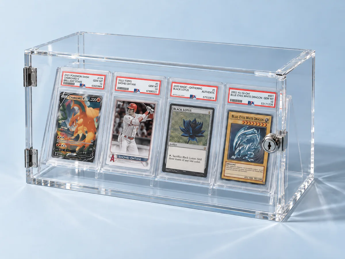 Lockable acrylic case with graded card slabs