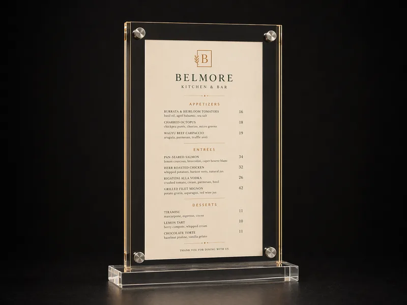Restaurant Menu Floating Frames