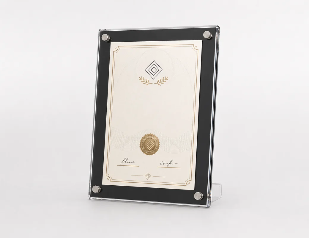 Acrylic certificate and diploma frames