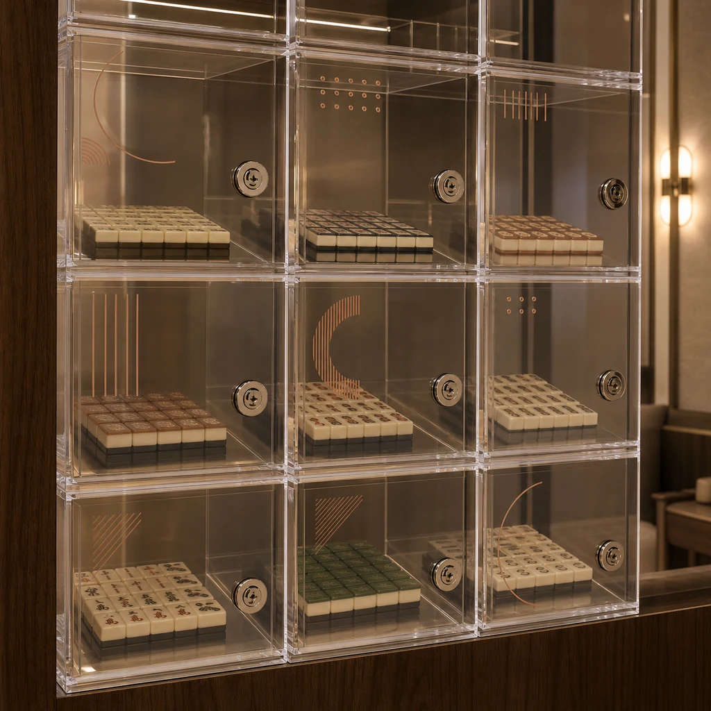Boutique Mahjong Club — Member-Locker Grid — custom acrylic mahjong case project