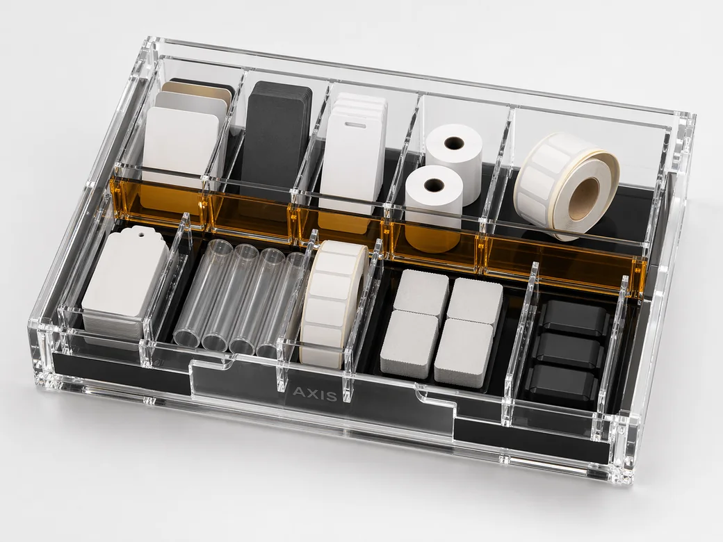 Heavy-duty acrylic drawer organizer for retail counter POS drawers