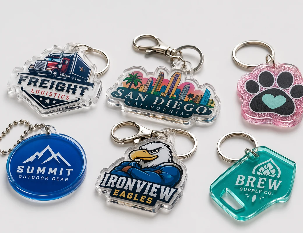 Custom acrylic keychains with full-color UV printing