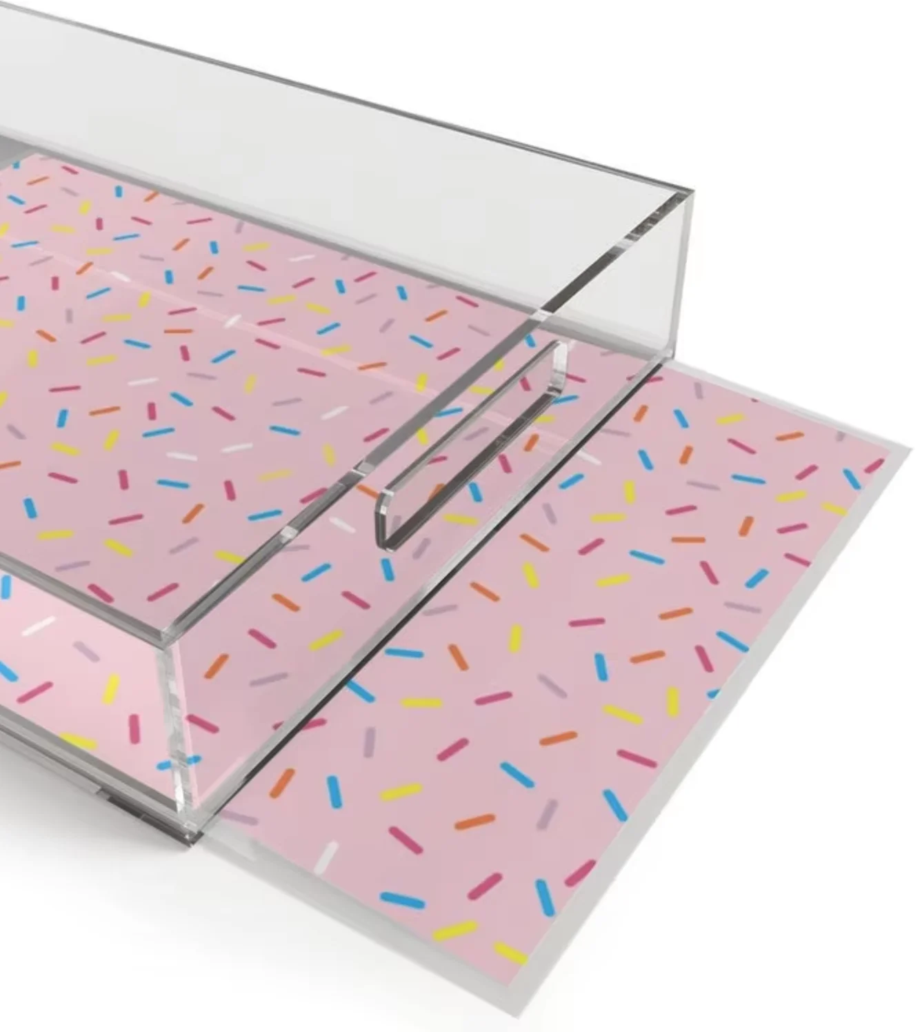 Custom acrylic trays with insert-bottom artwork customization