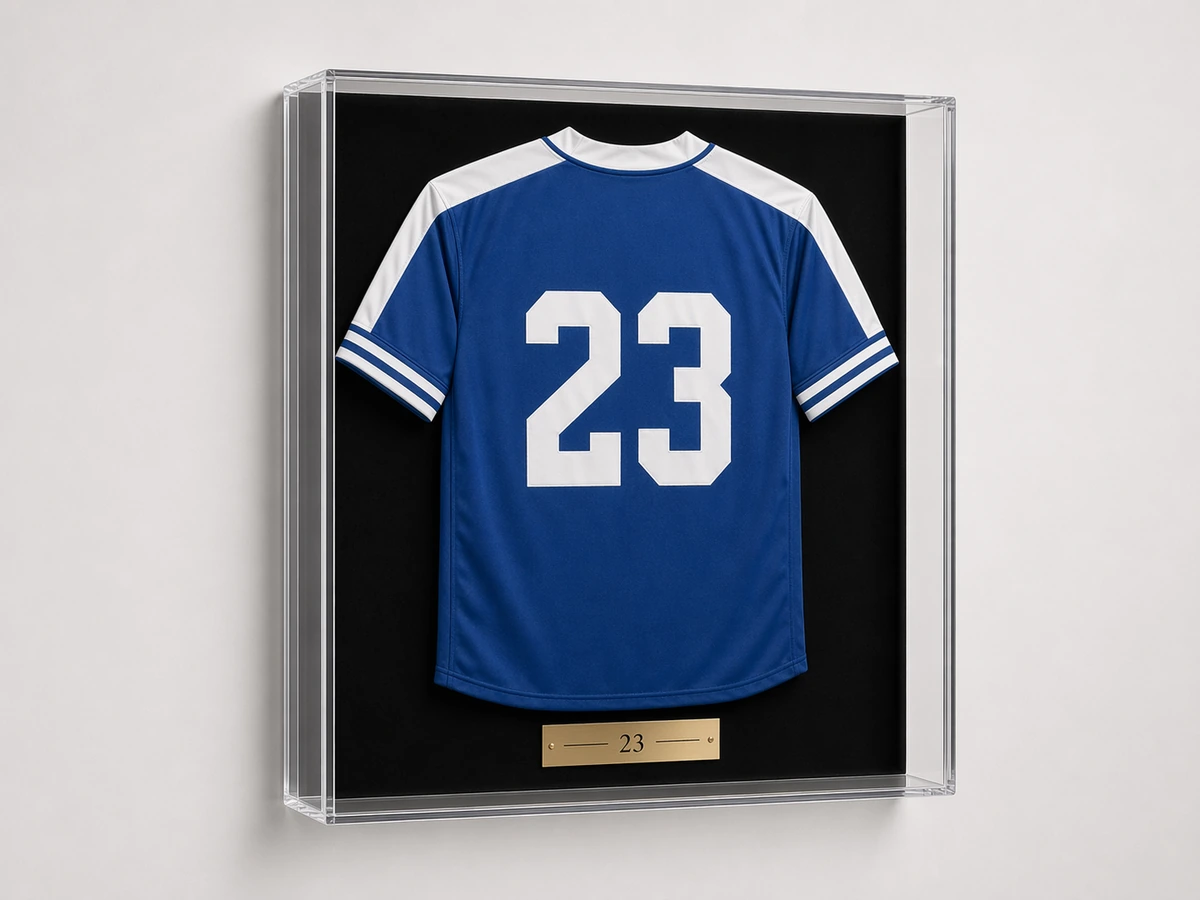 Custom acrylic jersey shadow box frames for signed sports jerseys